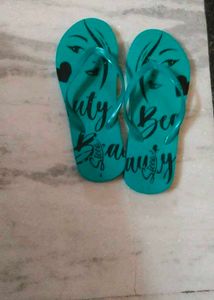 Turquoise Flip Flops with "Beauty Savvy" Design