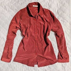 Chic Polka Dot Button-Up Shirt ventage vibe