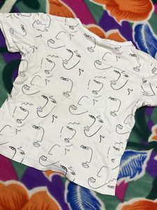 Abstract Face Print T-Shirt