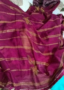 Elegant Purple Saree with Butterfly Motifs