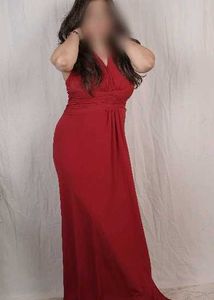 Elegant Red Halter Neck Maxi Dress