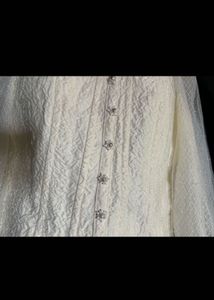 Elegant White Textured Blouse