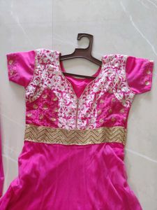 Beautiful Pink Embroidered Ethnic Gown with dupatt