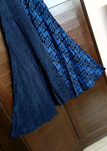 Svrnaa Blue Geometric Print Maxi Dress