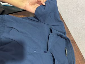 Blue Smocked Detail Collared Top