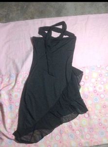 Chic Black Strapless Ruffle Dress