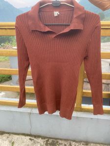 unisex Ribbed Knit Polo compression Pullover