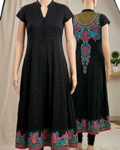 Boho Embroidered Black Maxi Dress