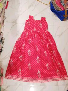 Peach Printed one pc with Dupatta
