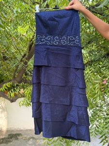 Elegant Navy Tiered Strapless vintage Dress