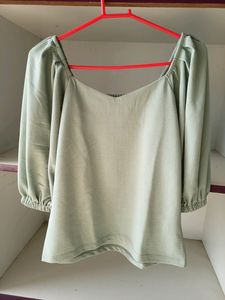 Sage Green Puff Sleeve Top