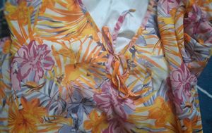 Floral Print V-Neck Tie Front Dress