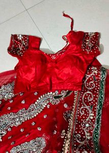 Stunning Red Embellished Ethnic lehnga