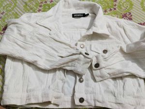 White Corduroy Cropped Jacket