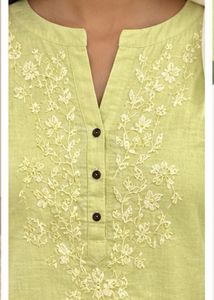 Lime Green Embroidered shortKurta