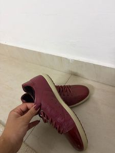 Chic Burgundy Patent Lace-Up Shoes