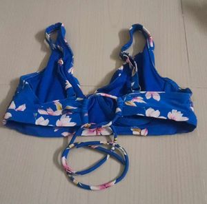 Blue Floral Bikini Top