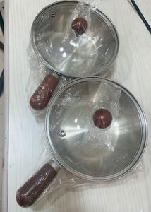 2pcs Stainless Steel Pot with Lid
