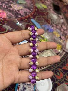 Purple Beaded Bracelet with chain