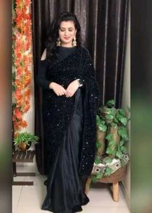 😱Model Trending Beautiful Black Saree 💕