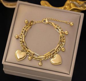 Chic Gold Layered Heart Bracelet