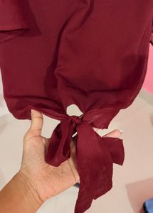 Maroon Ruffle Sleeve Top