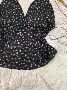 y2k Floral Print Halter Neck Top
