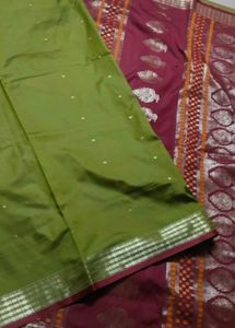 Elegant Maroon Saree with Silver Border