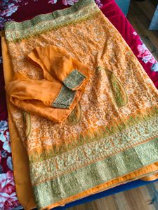 embroidered zardosi heavy saree with blouse