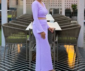 Lavender set : crop top with skirt
