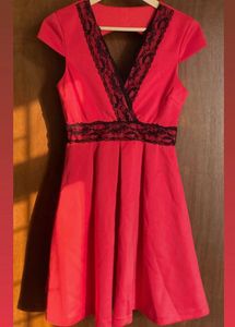 Red Lace Trim Dress