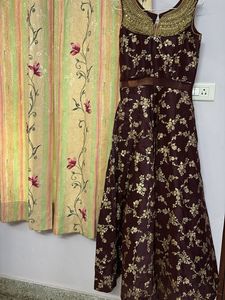 Designer Embellished Maroon Brocadeanarkali suit w