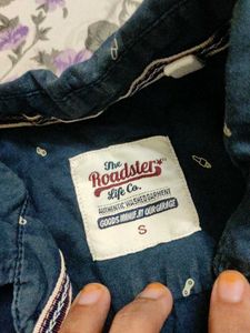 Navy Blue Patterned Casual Shirt
