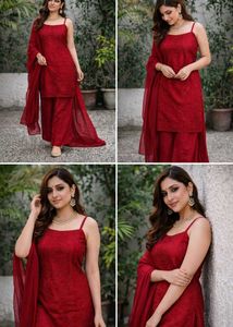 Elegant Red Embroidered Kurta Set