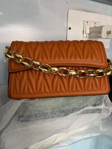 Chic Brown Ruffle Detail Handbag