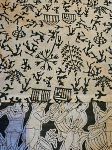 black bhandhini khadi cotton saree