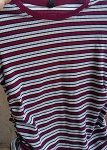 Striped Ruched Crop Top with another