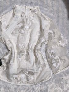 Chinese White Embroidered Top