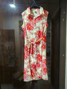 Floral Sleeveless Midi Shirt Dress