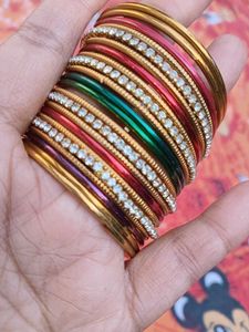 Colorful Bangle Set with Rhinestones