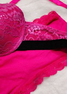 Hot Pink Lace Bra &amp; Panty Set