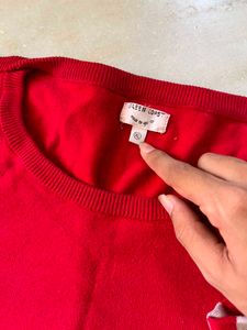 Red &amp; White Striped Knit pullover