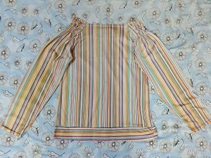 Bohemian Striped Blouse with Lace Detail