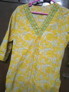 Yellow Block Print Kurta