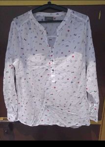 Chic Printed Button-Down Girls Top