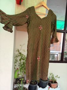 Elegant Olive Kurta with Palazzo Set