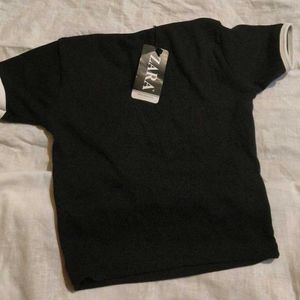 ZARA Black Contrast Trim Top