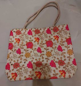 Embroidered Floral Tote Bag