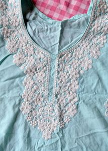 Light Blue Embroidered Kurta