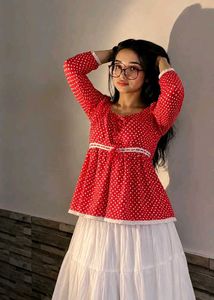 🍓✨Chic Red Polka Dot top frock✨